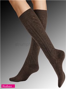 WINTER PLAIT Hudson Kniesocken - 763 brown mel.